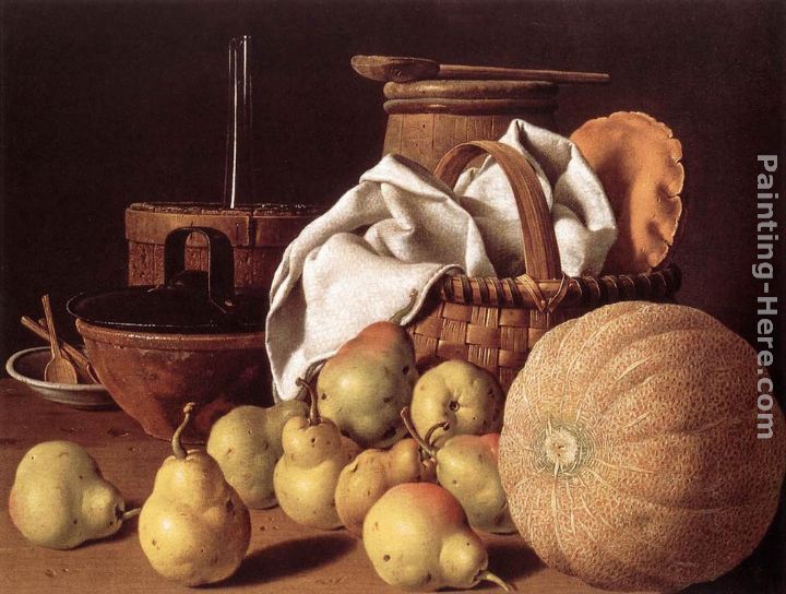 Still-Life with Melon and Pears painting - Luis Melendez Still-Life with Melon and Pears art painting Still-Life with Melon and Pears painting - Luis Melendez Still-Life with Melon and Pears art painting